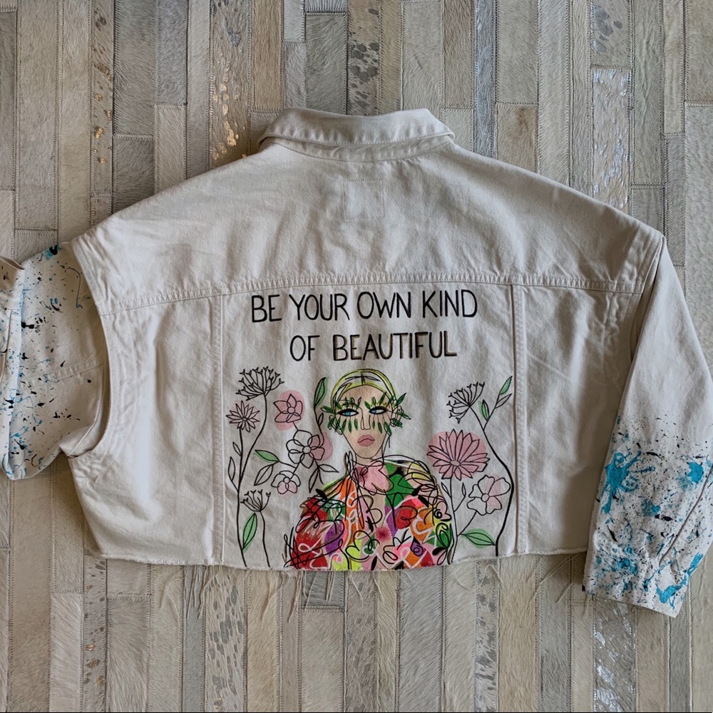 Hand Painted Crop Jacket. Original Design.
